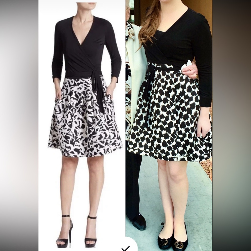 Diane Von Furstenberg Black and White A-Line Midi Dress